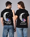 Shop Pack of 2 Unisex Black Graphic Printed Couple T-shirt-Front