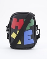 Shop Unisex Black Hype Gang Typography Sling Bag