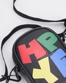 Shop Unisex Black Hype Gang Typography Sling Bag