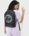 Shop Unisex Black I am Complete the Way Typography Small Bagpack-Front