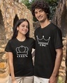 Shop Pack of 2 Unisex Black King & Queen Couple T-shirt-Full