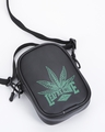 Shop Unisex Black Leaf Me Alone Graphic Printed Mini Sling Bag-Front