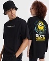 Shop Unisex Black Minions Game Over Graphic Printed T-shirt-Front
