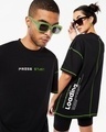 Shop Unisex Black Press Start Contrast Thread Typography T-shirt-Front