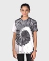 Shop Women's Black & White Tie & Dye Relaxed Fit T-shirt-Front