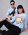 Shop Pack of 2 Unisex Blue Graphic Printed Couple T-shirt-Full