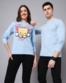 Shop Pack of 2 Unisex Blue Graphic Printed Couple T-shirt