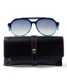 Shop Unisex Blue Oversized UV Protected Lens Sunglasses-Full