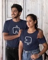 Shop Pack of 2 Unisex Blue Puzzle Piece Couple T-shirt-Front