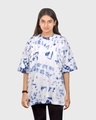 Shop Women's Blue & White Tie & Dye Relaxed Fit T-shirt-Front