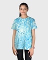 Shop Women's Blue & White Tie & Dye Relaxed Fit T-shirt-Front