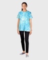 Shop Women's Blue & White Tie & Dye Relaxed Fit T-shirt-Full