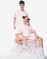 Shop Unisex Cheeky Pink Color Block T-shirt-Front