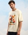 Shop Unisex Cream Embossed Printed Loose Fit T-shirt-Design