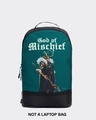 Shop Unisex Green & Black God Of Mischeif Printed Backpack-Front