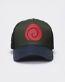 Shop Unisex Green & Black Naruto Logo Printed Baseball Cap-Front
