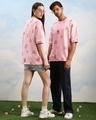 Shop Unisex Pink All Over Printed Loose Fit T-shirt-Front