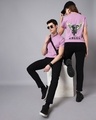 Shop Pack of 2 Unisex Purple Graphic Printed Couple T-shirt