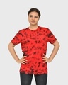 Shop Women's Red & Black Tie & Dye Relaxed Fit T-shirt-Design