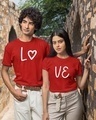 Shop Pack of 2 Unisex Red Love Couple T-shirt-Front