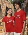 Shop Pack of 2 Unisex Red Love Couple T-shirt-Full