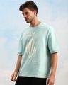 Shop Unisex Turquoise Blue Embossed Printed Loose Fit  T-shirt-Design