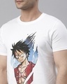 Shop Unisex White D Luffy - One Piece Anime T-shirt-Full