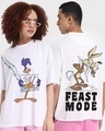 Shop Unisex White Feast Mode Graphic Printed T-shirt-Front