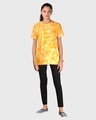 Shop Women's Yellow & White Tie & Dye Relaxed Fit T-shirt-Full