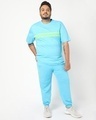 Shop Men's Blue Striped Super Loose Fit Plus Size T-shirt-Full