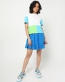 Shop Women's Upbeat Blue Color Block Relaxed Fit Short Top-Full