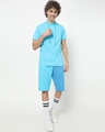 Shop Men's Upbeat Blue Half Sleeve Hoodie T-shirt-Full