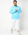 Shop Upbeat Blue Plus Size Full sleeve Hoodie T-shirt-Full