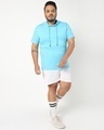 Shop Upbeat Blue Plus Size Half Sleeve Hoodie T-shirt-Full