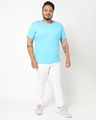 Shop Upbeat Blue Plus Size Half Sleeve T-shirt-Full