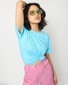 Shop Women's Upbeat Blue Relaxed Fit Short Top-Front