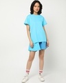 Shop Women's Upbeat Blue Side Cut Boyfriend T-shirt-Full