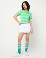 Shop Women's Green & Blue Striped Polo T-shirt-Full