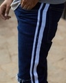 Shop Dark Blue Knee Zipped Denim Jeans-Full