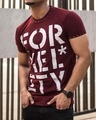 Shop Maroon Formelity Printed Half Sleeves T Shirt