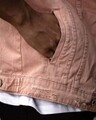 Shop Peach Ripped Denim Jacket-Design