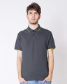 Shop Urban Grey-Neon Green Half Sleeve Tipping Pique Polo T-Shirt-Front