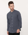 Shop Urban Grey Mandarin Collar Full Sleeve Pique Shirt-Front