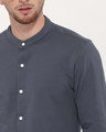 Shop Urban Grey Mandarin Collar Full Sleeve Pique Shirt
