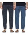 Shop Pack of 2 Men's Multicolor Printed Regular Fit Pyjamas-Front