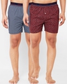 Shop Pack of 2 Men's Blue & Maroon All Over Printed Boxers-Front