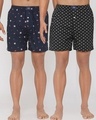 Shop Pack of 2 Men's Blue & Black All Over Printed Boxers-Front