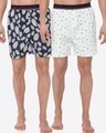 Shop Pack of 2 Men's Blue & White All Over Printed Boxers-Front