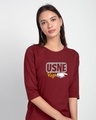 Shop Ussne Kiya Right Round Neck 3/4 Sleeve T-Shirt-Front