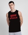 Shop Men's Black Uthega Toofaan Typography Vest-Front
